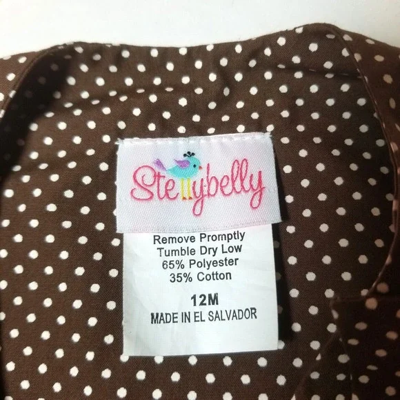 Stelly Belly Turkey Applique Overall Brown/Orange Microdot Ruffled Leg 12 mo‎ - Picture 6 of 7